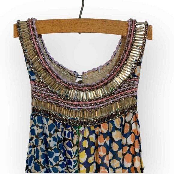 Anthropologie HD in Paris Mayacamas Multi-Color‎ Maxi Dress Beaded Halter 8 NWOT - Picture 5 of 8